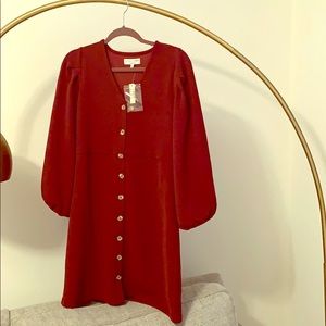 Burgundy dress with button details